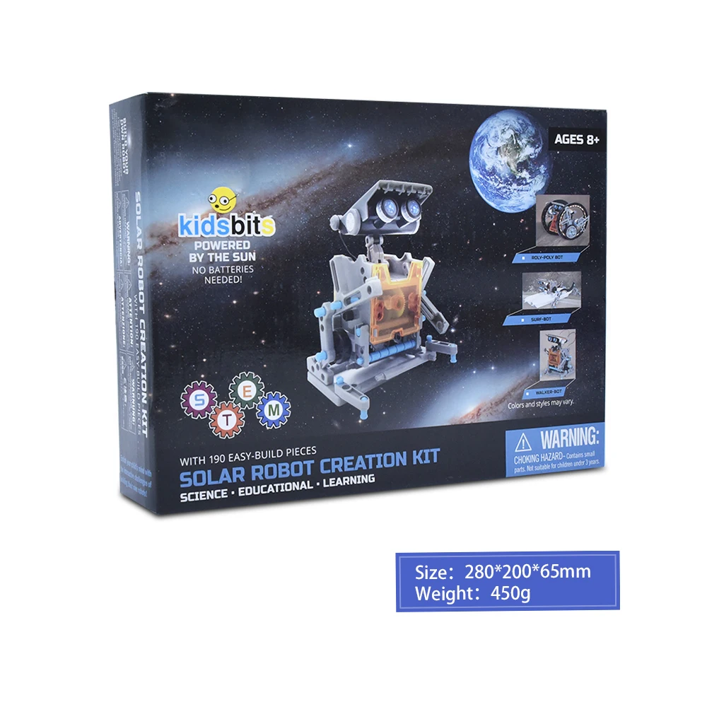 Kids STEM 12-in-1 Education Solar Robot Toys DIY Building Science Experiment Kit for Kids ,Solar Powered by The Sun