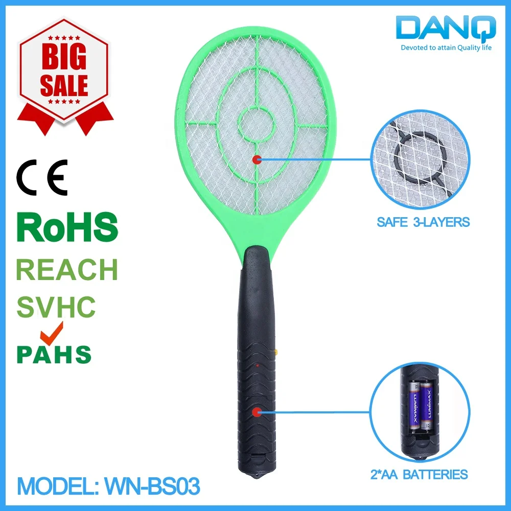 BS03 AA Battery Operated Electronic Mosquito Bat Bug Zapper Fly Swatter with CE&RoHS