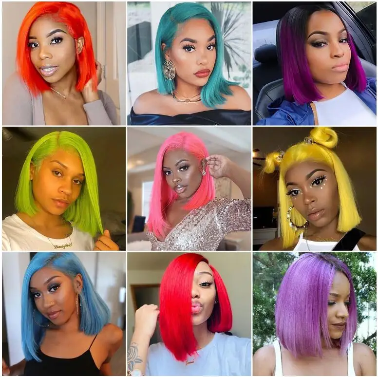 Brazilian unprocessed Virgin Bob Straight Long Human Hair Lace Wigs with Baby Hair Pre Plucked hair line