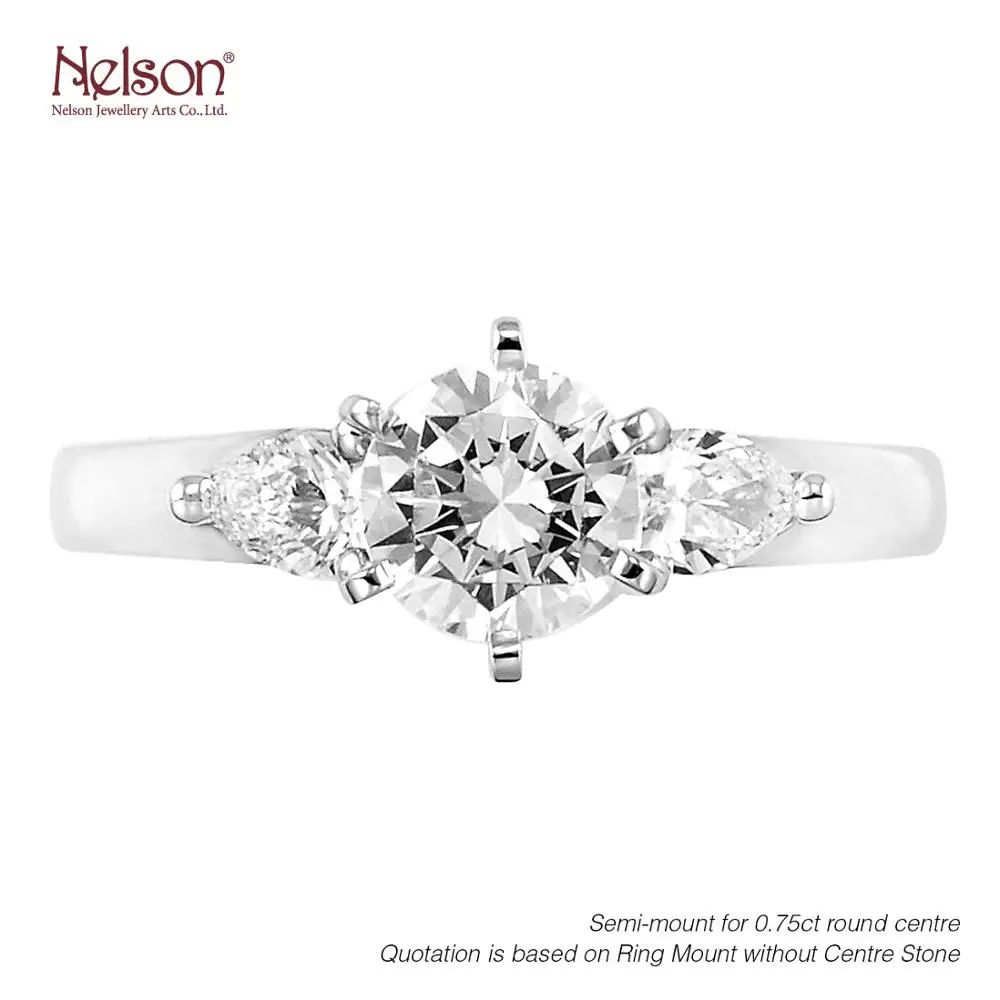 Award Winning Factory Wholesale price no MOQ Custom logo Art Deco Antique 18K White Gold 3-Stone Diamond Mounting Ring