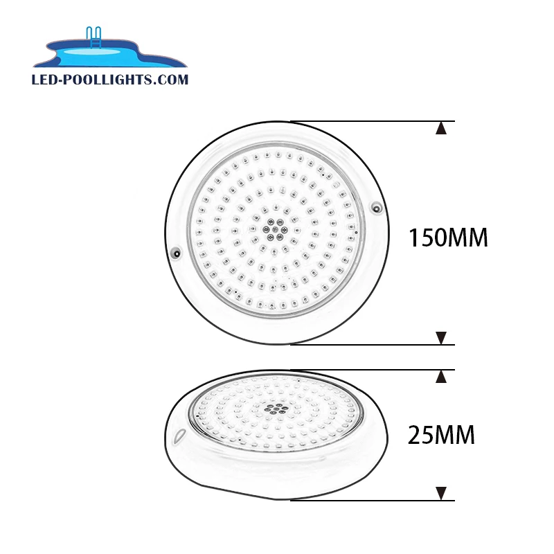 New Product 10W12W18W 150MM Ip68 RGB Underwater Lights Surface Mounted LED Swimming Pool Lights Aquarium