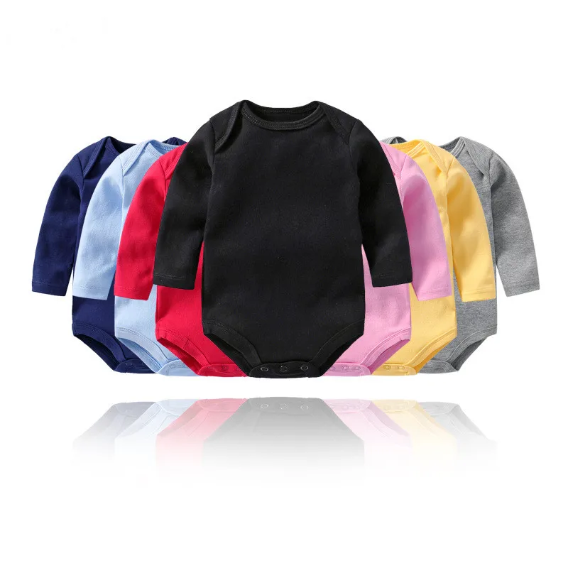 Unisex soft cotton rompers baby bodysuit long sleeve white