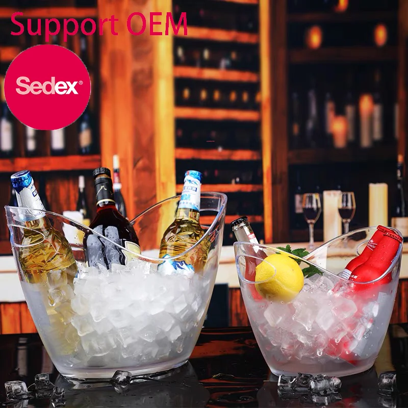 BSCI Belaire rose gold champagne silicone metal stainless luxury plastic cooler Led ice buckets with handle