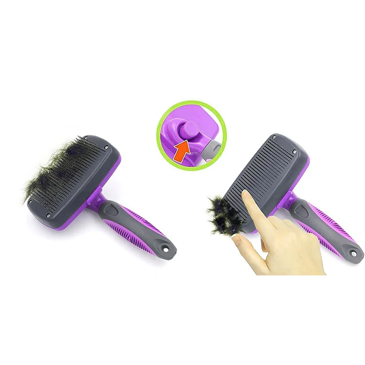 Factory Wholesale Pet Dog Brush Self Cleaning Slicker Brush Gently Removes Loose Undercoat, Mats and Tangled Hair Grooming Brush
