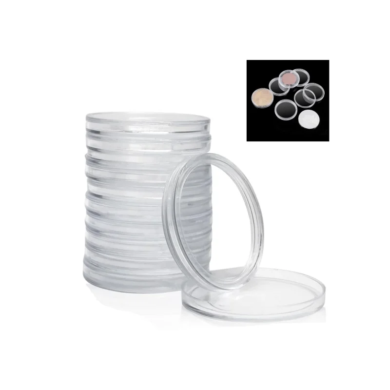 35mm Coin Container Holder 20 Dollar Liberty Gold Double Eagle Plastic Round Coin Capsules With Crescent Opening Design