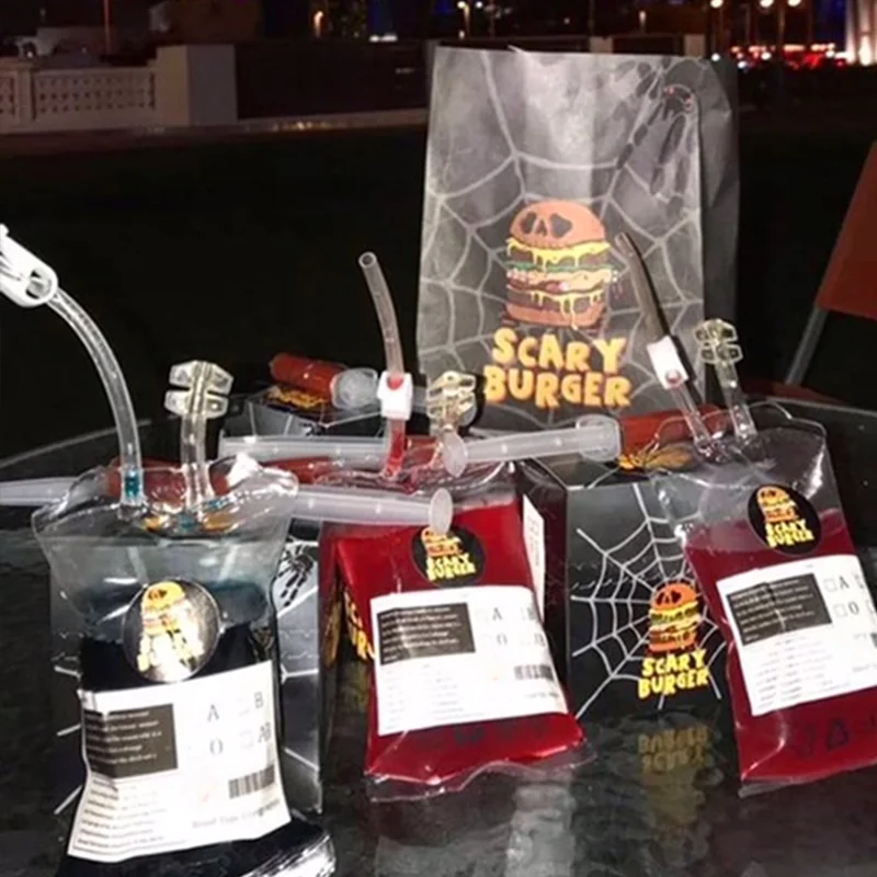 Chilling Vampire Blood Drink Bags for Halloween Festivities