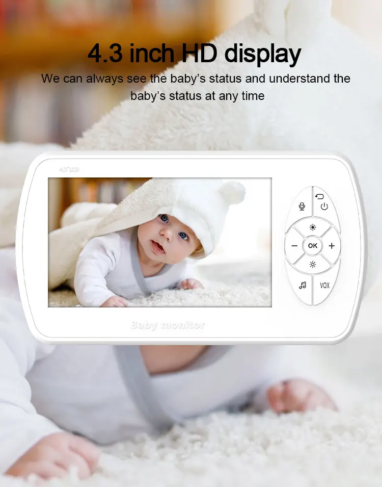 UEMON TECH New Arrival 4.3' screen real-time mini network baby pet camera monitor
