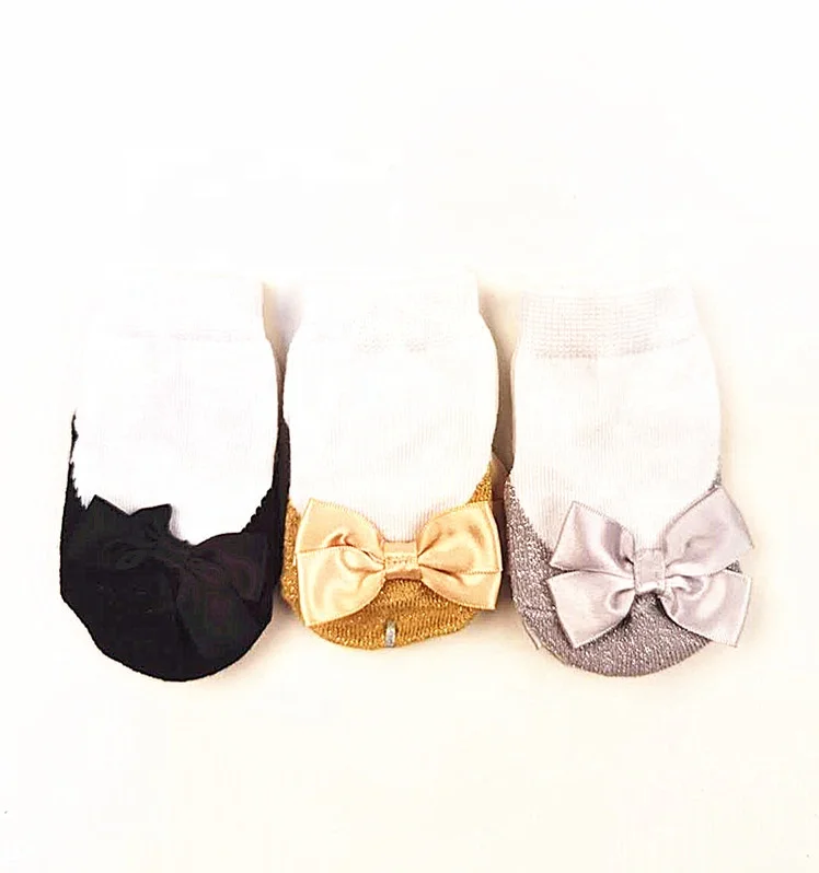 
Bow baby socks, golden bright silk baby socks, personalized antiskid baby socks 