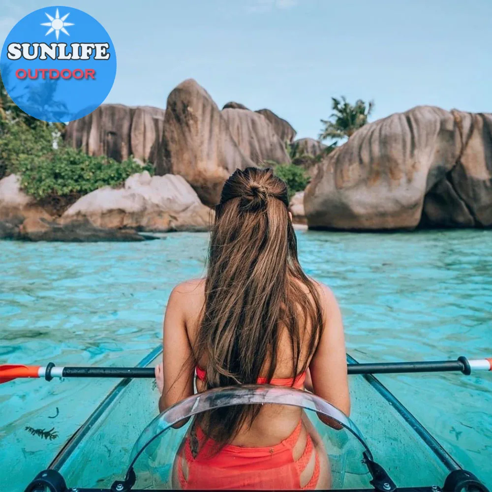 Sunlife  3 seater Glass bottom clear kayak  three crystal seats for travel  boa touring resort