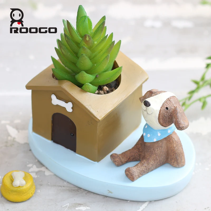 Roogo Resin Succulent Plant Pot Cute Lion Flower Planter Flowerpot Design Home Garden Bonsai Pots