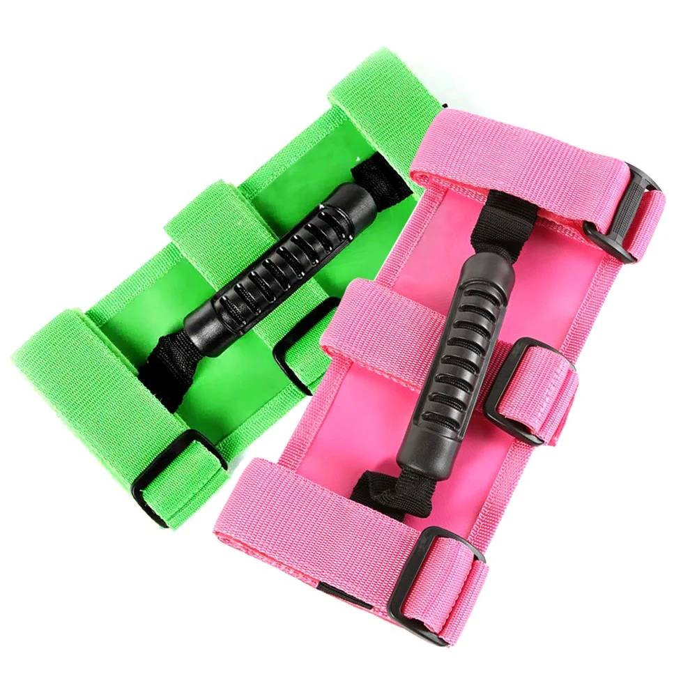 2 Pack Grab Handles for Off Road Trunk Roll Bar Grab Handles for YJ CJ TJ JK JKU JL JLU With 3 Straps