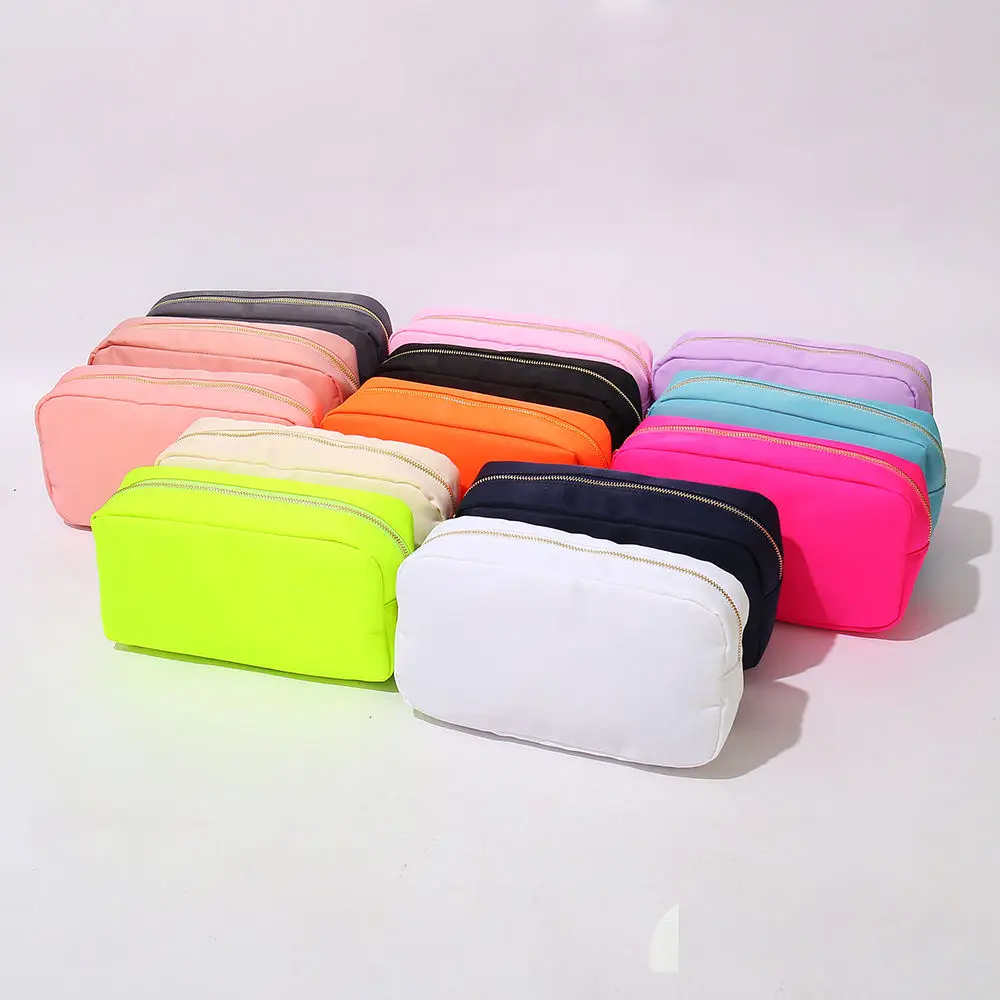 Keymay Candy Multi Colors DIY Large Storage Travel Waterproof Nylon Zipper Makeup Pouch Nylon Cosmetic Bag Travel Toiletry Bag