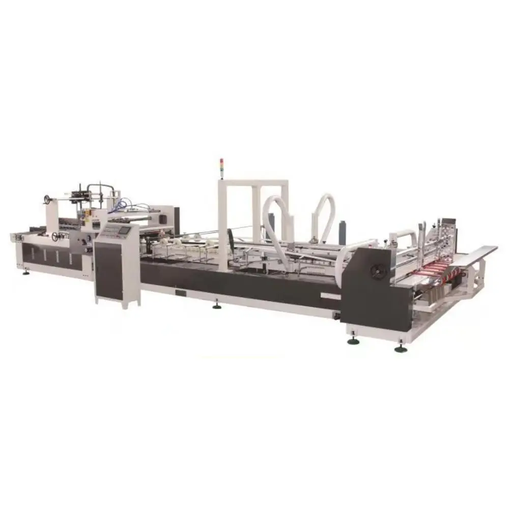 full automatic corrugados carton box folder gluer folding gluing making machine for sale