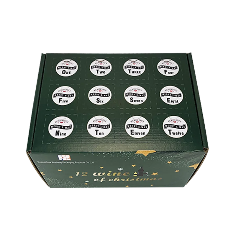 Free Design OEM Welcomed Handmade Personalized Advent Calendar Green Corrugated Box Wine Advent Calendar Paper Box