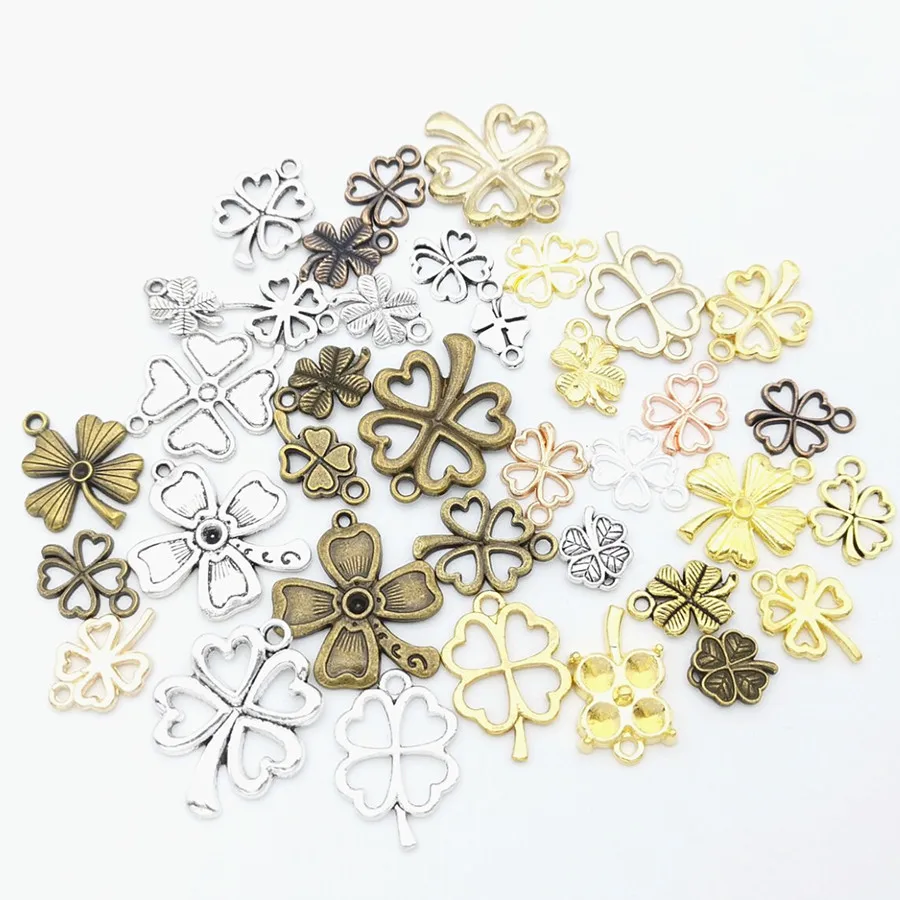 Golden Silver Antique Brass Airplane Vintage Metal Alloy Pendant Charms Tags jewelry accessories Peace Music Clover Key Lock Bag