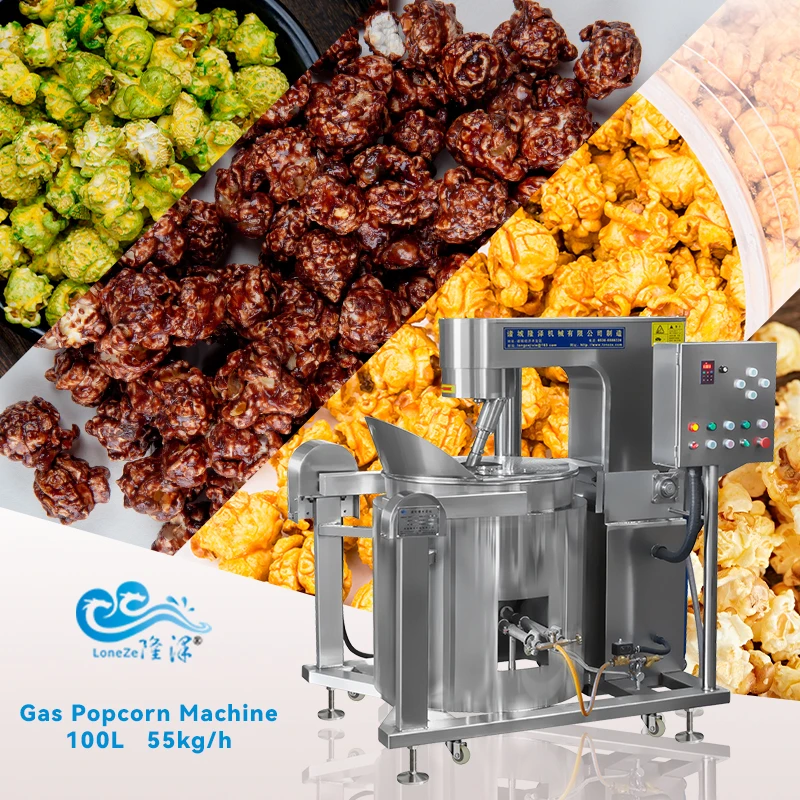 Industrial Butterfly Shape Caramel Popcorn Making Machine Automatic Stirring Gas Popcorn Machine