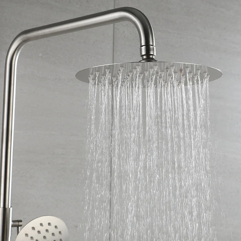 304 Stainless Steel Wall Mount Shower Sets Bathroom Rainfall Single Cold Three Function Faucets Taps Shower Sets
