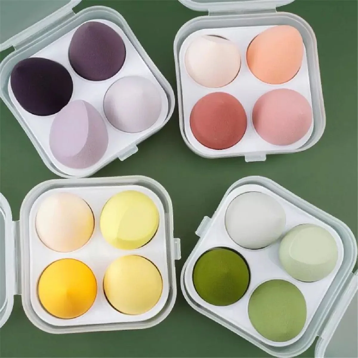 4pcs Makeup Blender Cosmetic Puff Makeup Sponge with Storage Box Foundation Powder Sponge Beauty Tool Women Make Up Accessories