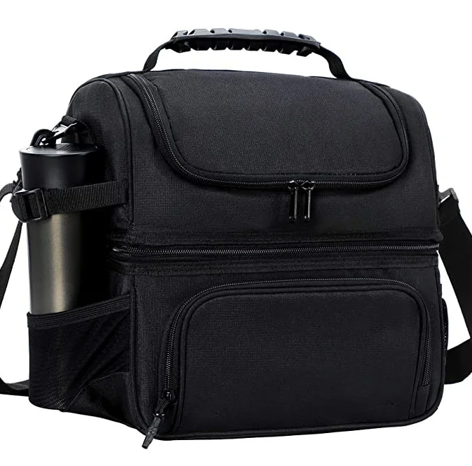 Heat sealed freezer pack lunch bag insulated cooler bag with two compartments for work picnic camping BBQ