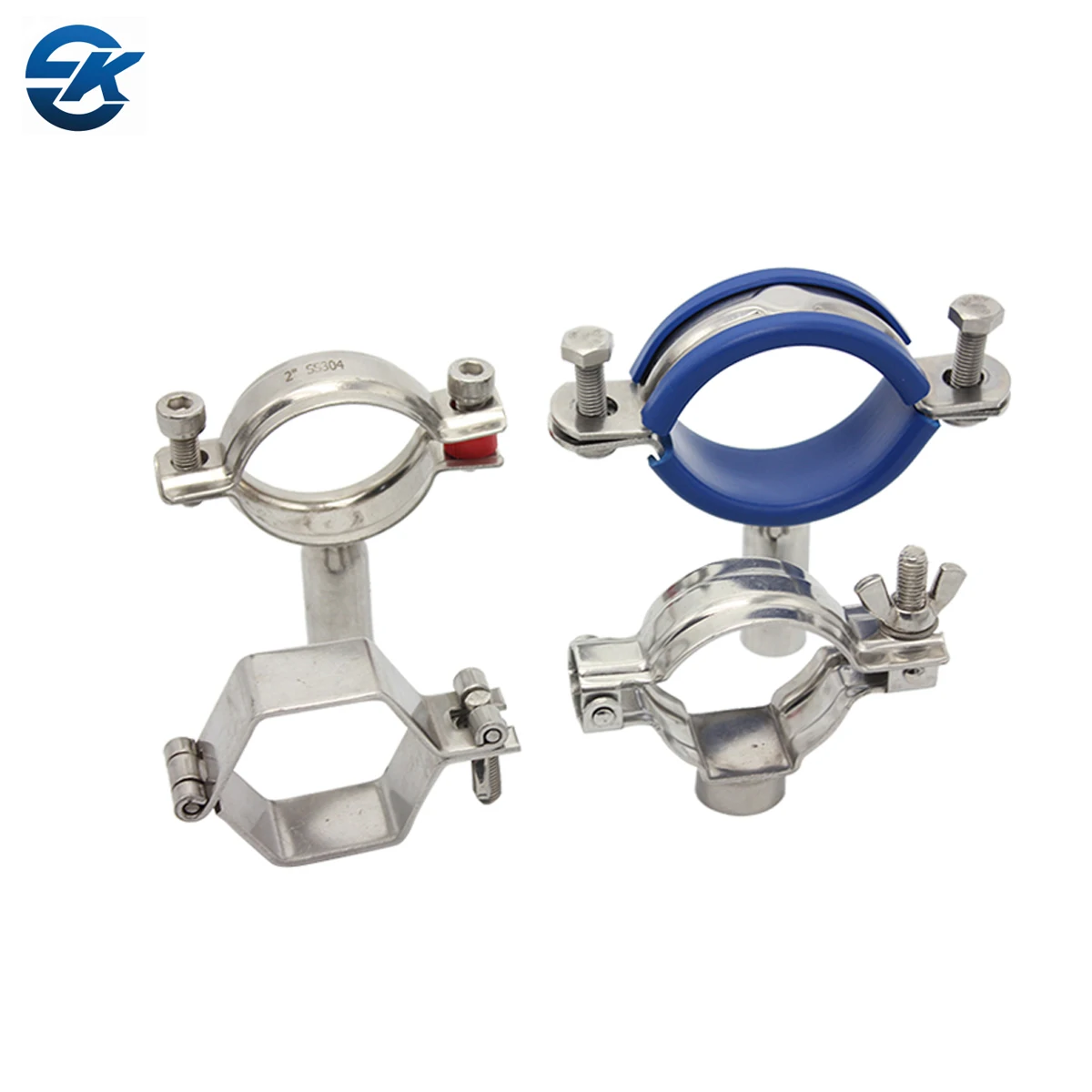 Sanitary Stainless Steel Tube Support Clip Bolt Pipe Holder Bracket Two Bolts Bolt Round Pipe Hanger