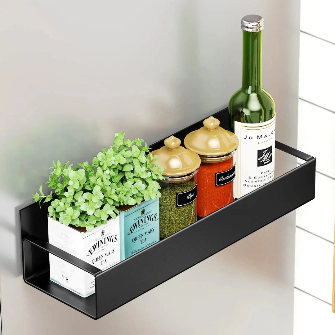 S Moveable Magnetic Spice Storage Rack Organizer Refrigerator Oven Kitchen Wall-Installable Multifunction Shelf for Refrigerator