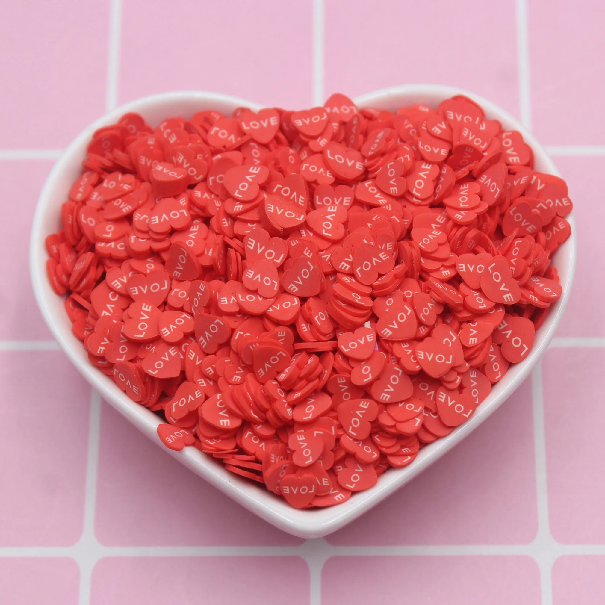 1KG 5mm Valentines Themed Hearts So Cute Polymer Clay Slice Sprinkles Slime Supplies Tumbler Shaker Filler