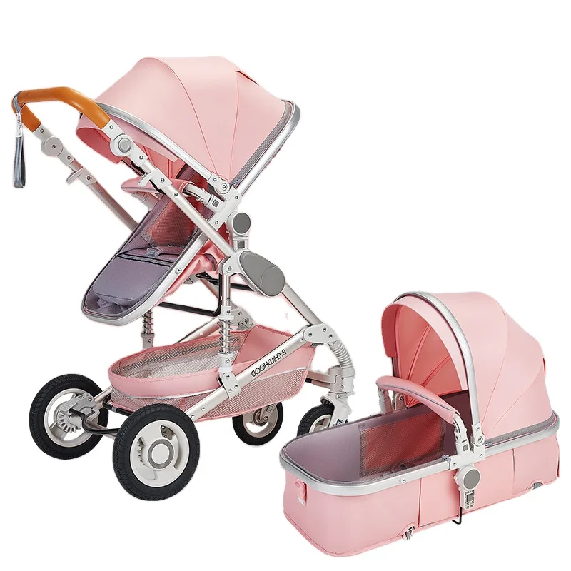 2024 Hot Sale Good Quality Twin Baby Stroller/Pram Two-Models Can Sit And Lie Foldable For 2 Babies Use Stroller