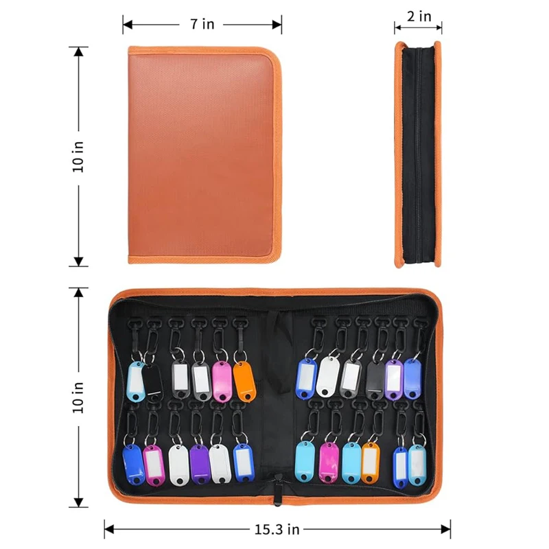 Hard Shell Custom Zip Bag High Quality Fireproof Waterproof Travel Key Bag Portable Organizer Zippered Key Carry Storage Case