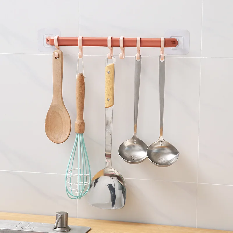 Wall Corner Strong Adhesive Hook Kitchen Wall Cabinet Hook Bathroom Storage Strong Sticky 6 Hooks Up Wall Rails Towel Shelf Rack