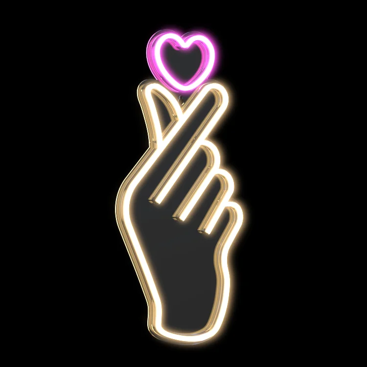 Factory wall-mounted finger heart shop store school bar neon signs led neon lights with PS board