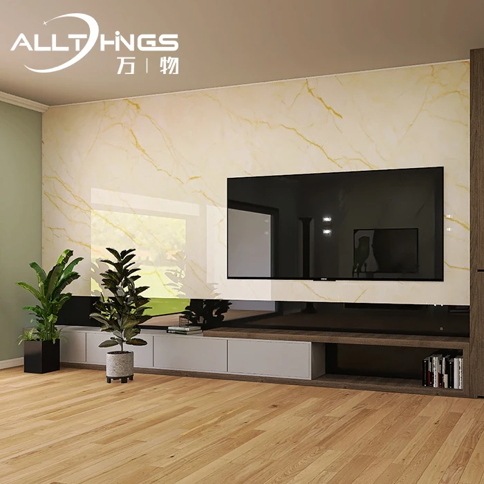 Высокоглянцевое УФ покрытие Водонепроницаемая Мраморная Панель индивидуальный дизайн гостиная кухня Лидер продаж 1220*2440 мраморный лист