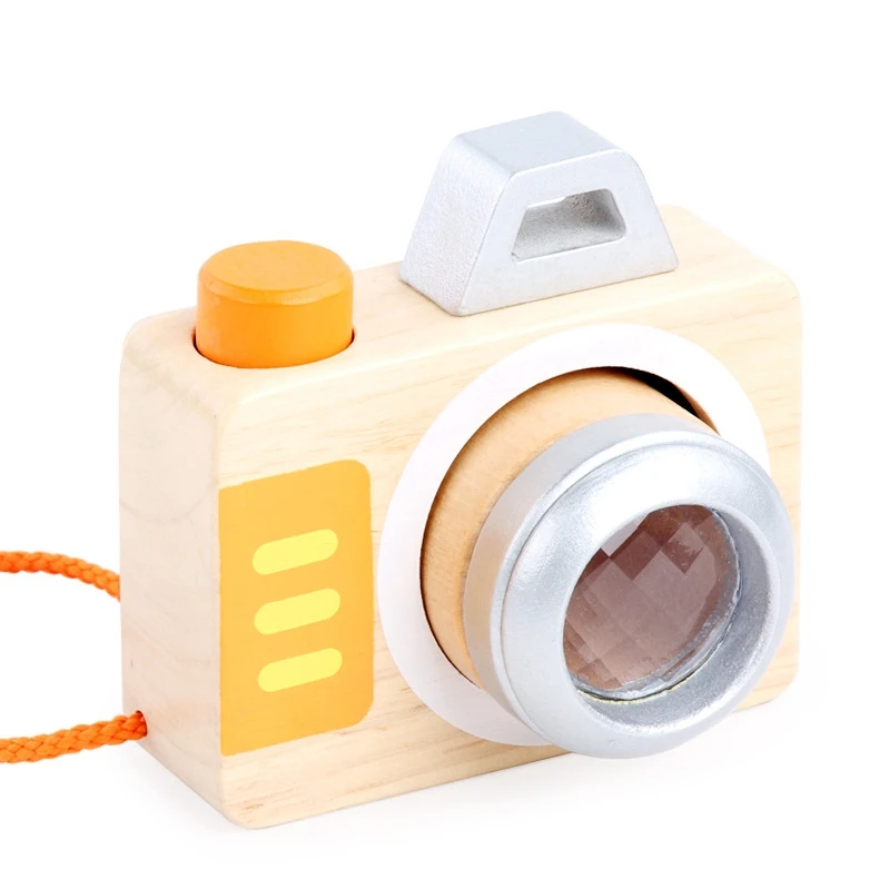 Wooden Multi-prism Kaleidoscope Camera Educational Toys For Kids Model Children Play House Toy