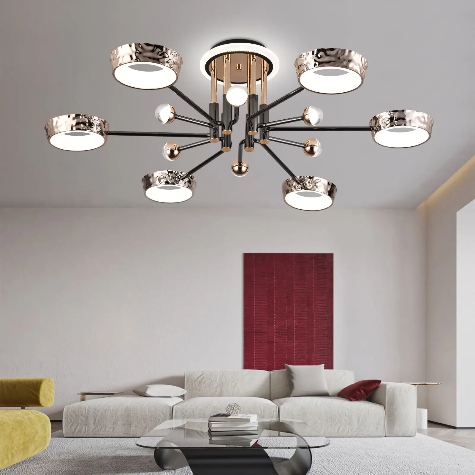 ZYL fashionable living room LED warm and romantic bedroom study acrylic multi head pendant light