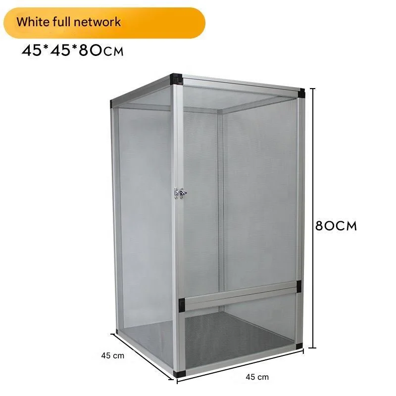 Solid Pattern Aluminum PVC Screen Terrarium Small Animals Reptile Cage Square Pet Feeding Cage Plastic Tray Pallet Home Use