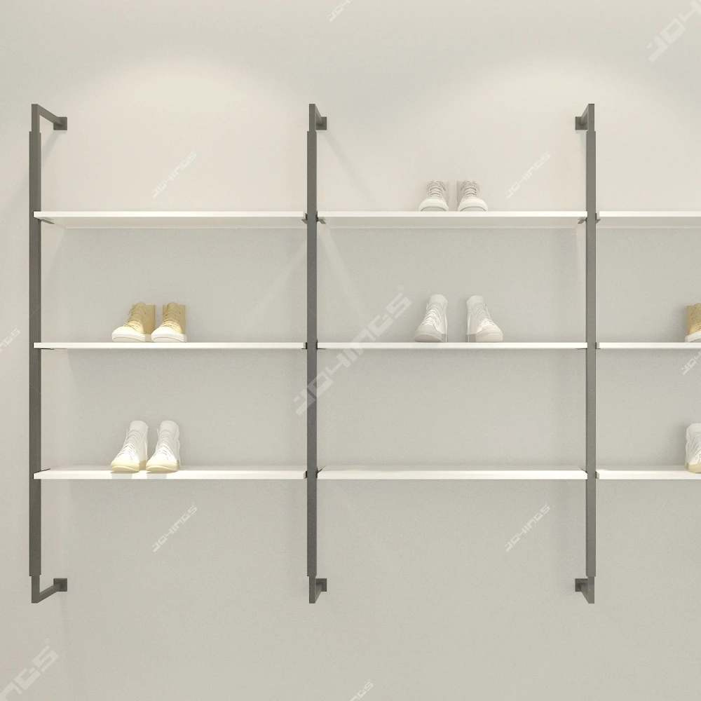Custom Wall rack store metal Boutique Gold Shoe display racks Handbag  Metal Shelf Women Store Display Stands for Clothes Shops