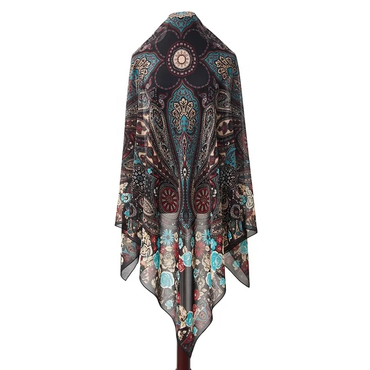 
Paisley Crepe georgette arabic head scarfs hijab scarf wholesale 