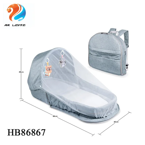 Wholesale High Quality Infant Bassinet Foldable Baby Mini Bed With Mosquito Net New Born Portable Bed with Hanging Rattles
