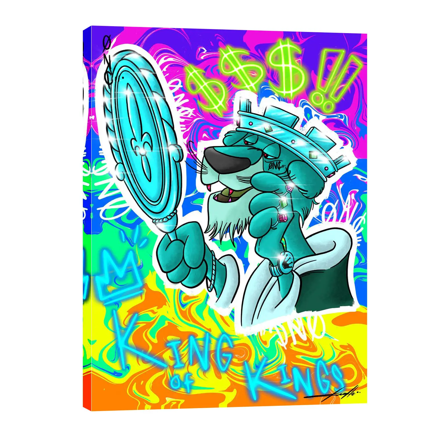 Lion Baby King Blue Ice By Onc Poster Wall Art Pictures Decoration for Home Living Room Bedroom Artwork Canvas Paintings Prints