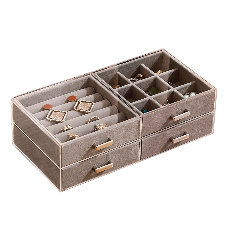 High end Double-deck jewelry storage box Acrylic multi-layer rings earrings bracelet watch box accessories display box