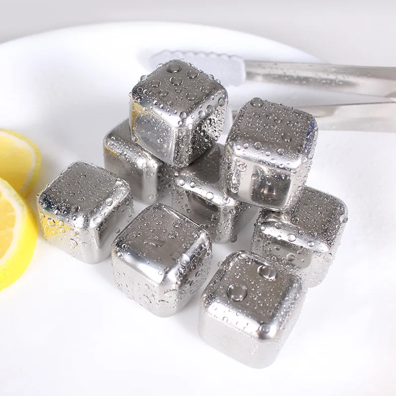 Custom personalized reusable metal stainless steel ice cube  artificial cocktail ice cubes