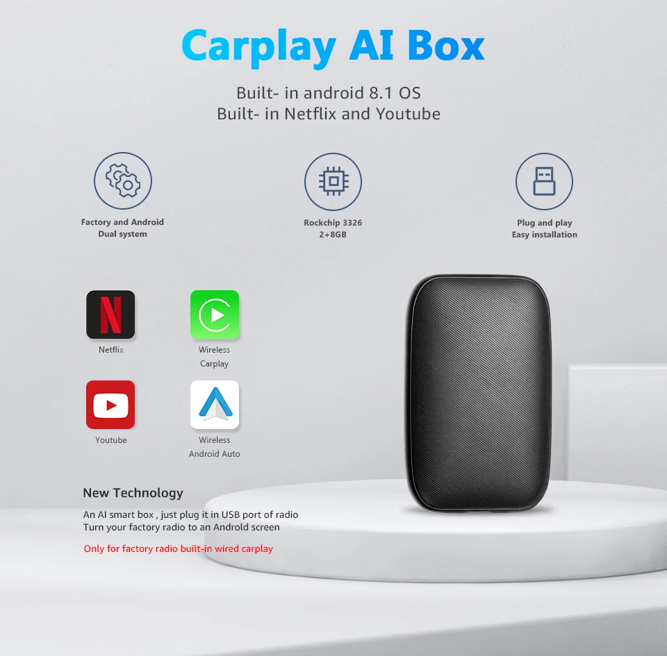 OBD Carplay Android Auto Carplay AI Box Android New Dongle Wireless Android Auto Adapter