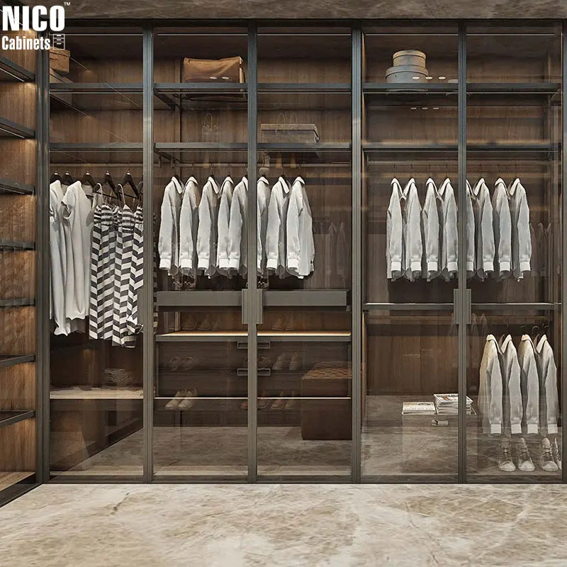 NICOCABINET Luxury Modern Classic Design Spacious Storage Multifunctional Compartments LED Lighting Walk-In Wardrobe