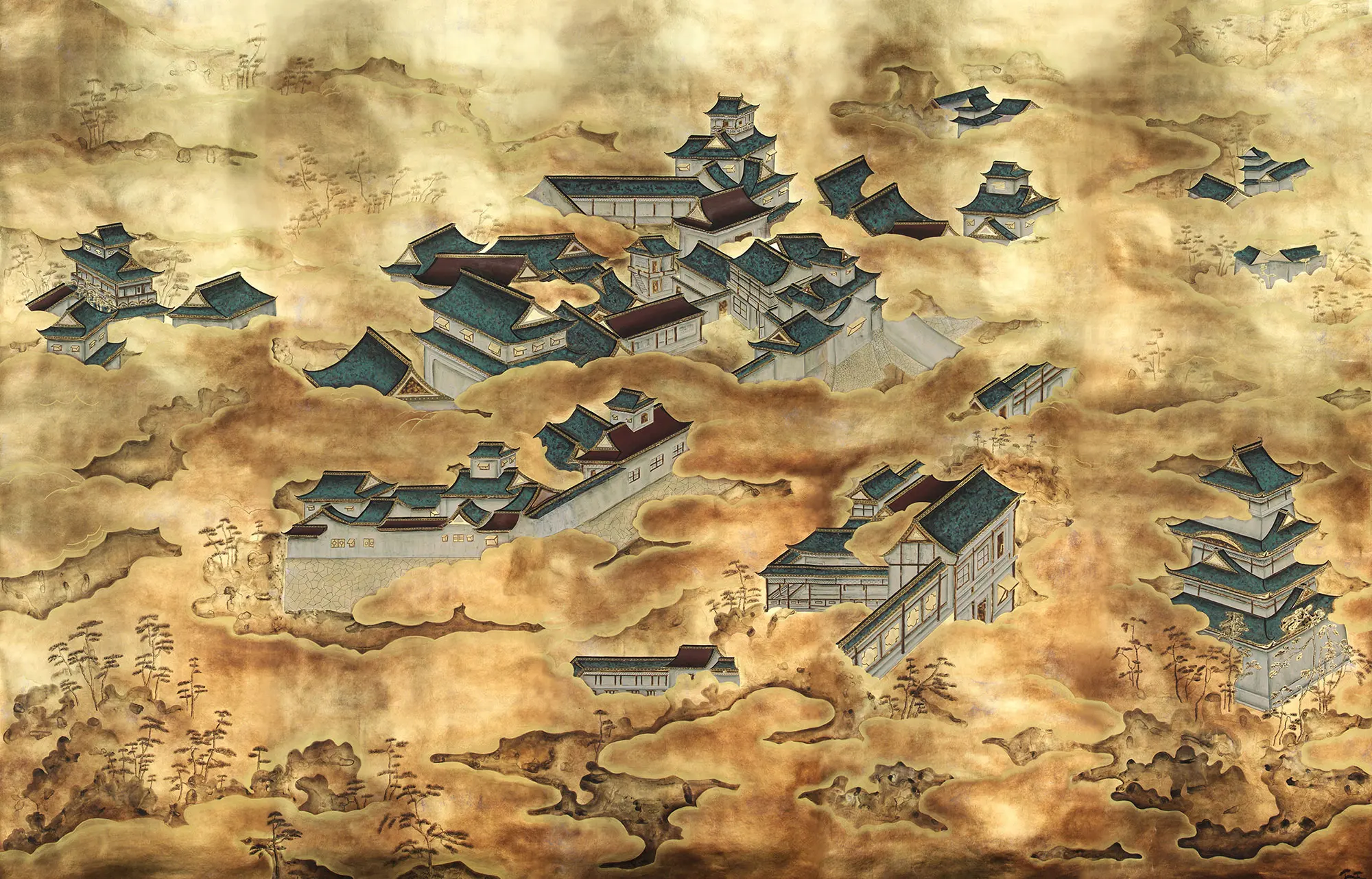 ROYI ART Chinoiserie hand painted wallpaper colours on real silver gilede paper