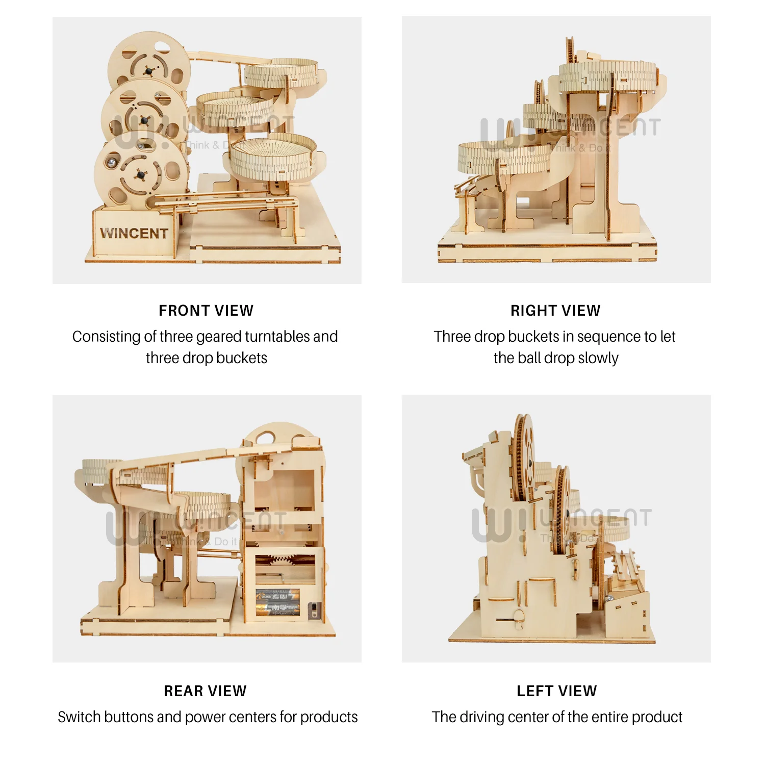 Wincent ODM New Product Assembly Toys DIY Marble Wood Run Wooden toys Puzzles 3D kits for adults
