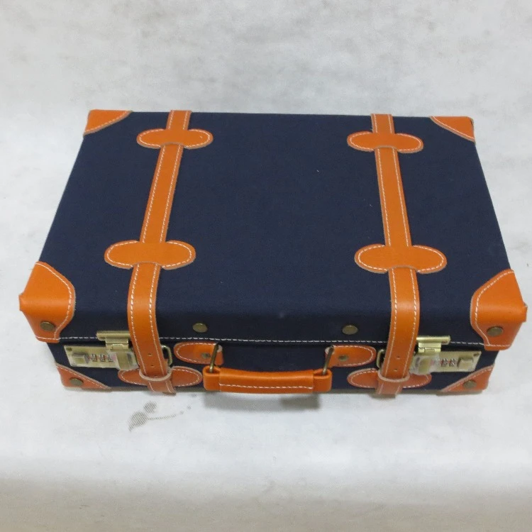 Best sale Antique canvas material vintage style old fashioned hand-made wooden suitcase
