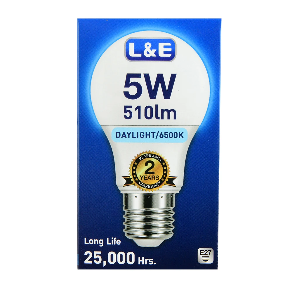 The Excellent Quality of LED light L&E #LED BULB 5W DAYLIGHT 6500Kfrom Thailand