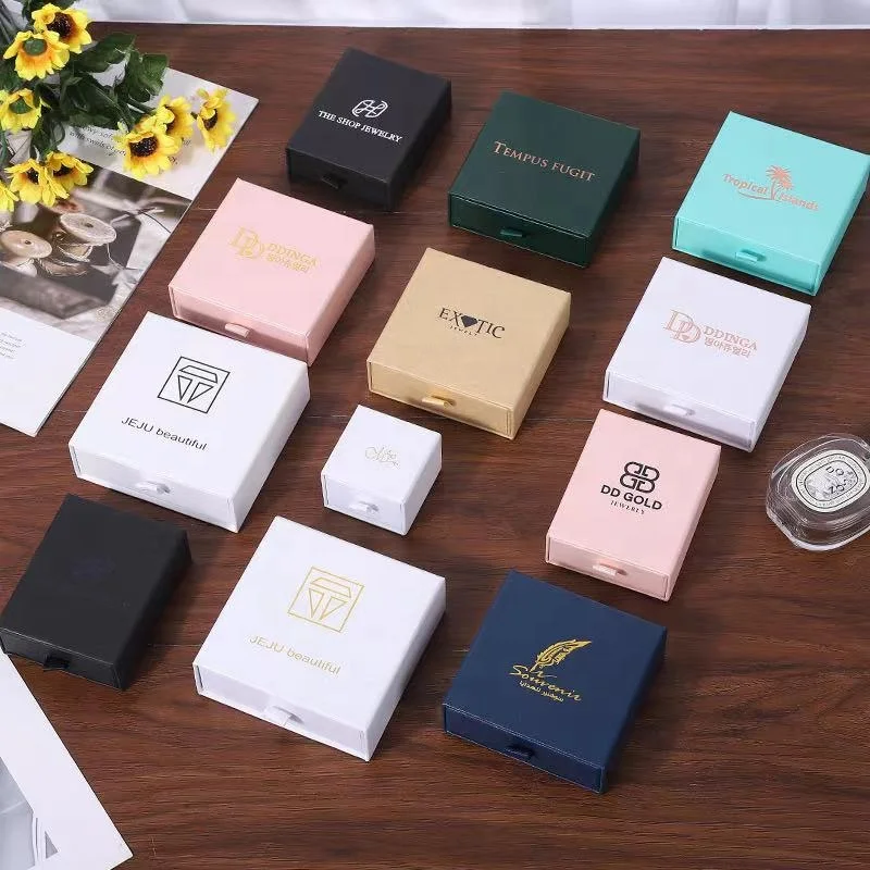 
Retail black cardboard slide paper jewelry earring box 