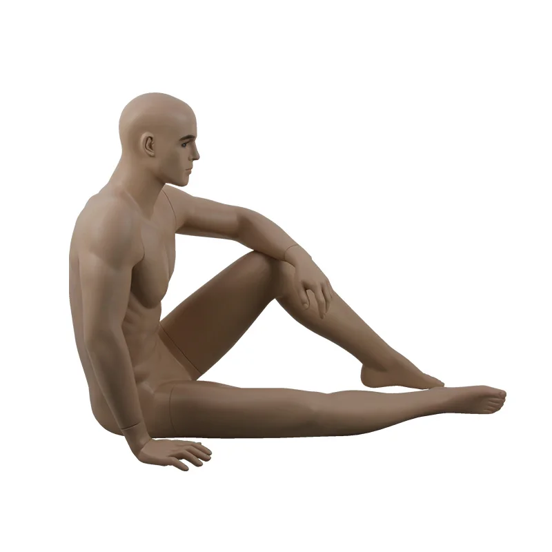 new design european size sitting naked mature male mannequin