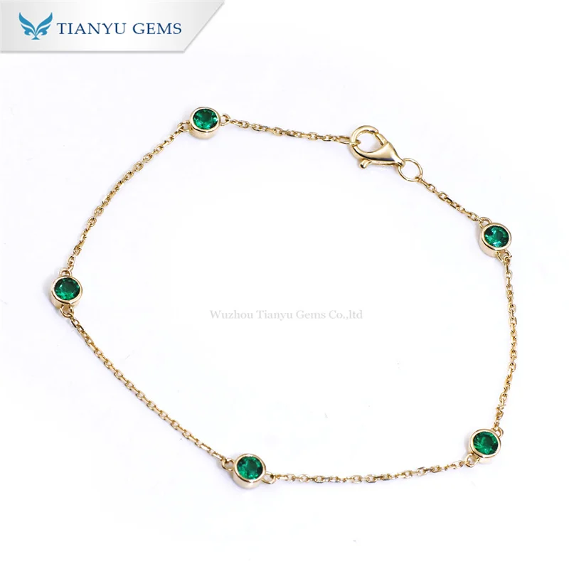 tianyu gems 14k yellow gold  bracelets zambian emerald bezel setting fashion bracelets  jewelry for women