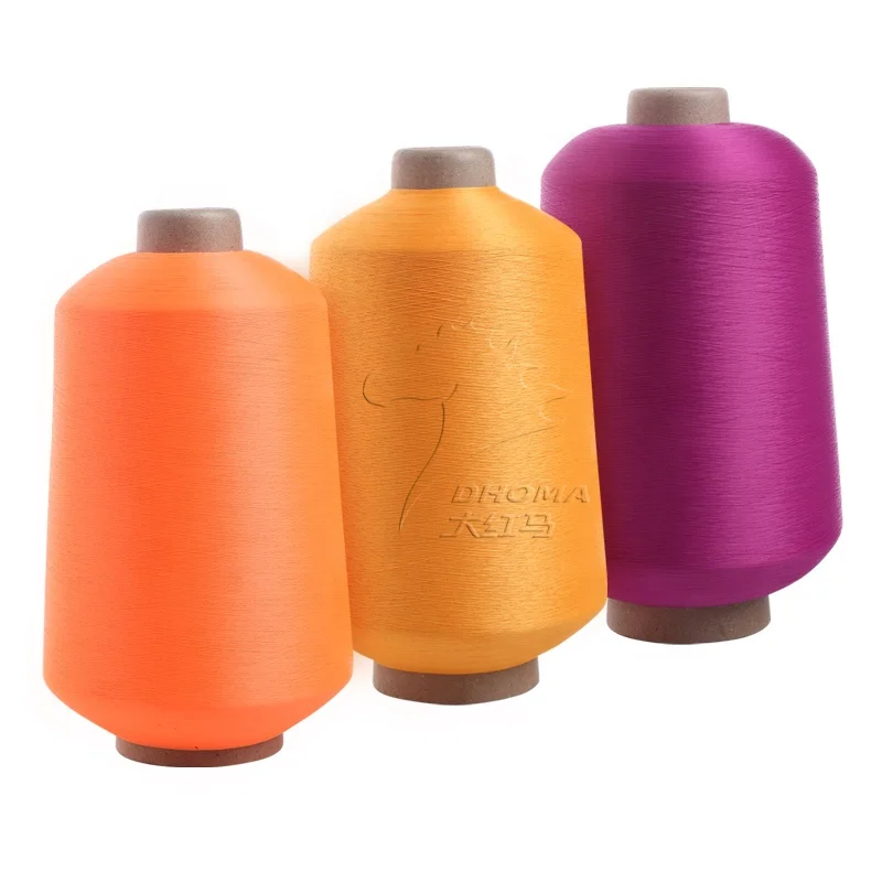 High quality Polyester DTY Yarn Cone dye twisted DTY yarn 50d 75d 100d 150d polyester yarn full dull for woven label